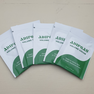 Adipeau Volume Cream Travel Pack. Includes 12 x 5 ml Adipeau Volume Cream Sachets and 4 x 5ml Adipeau Strong Body Gel Sachets.