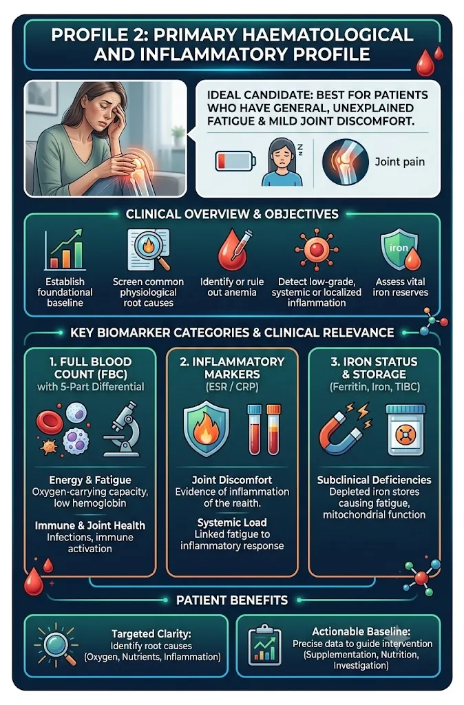 An infographic looking at the relationships between various blood tests and inflammation
